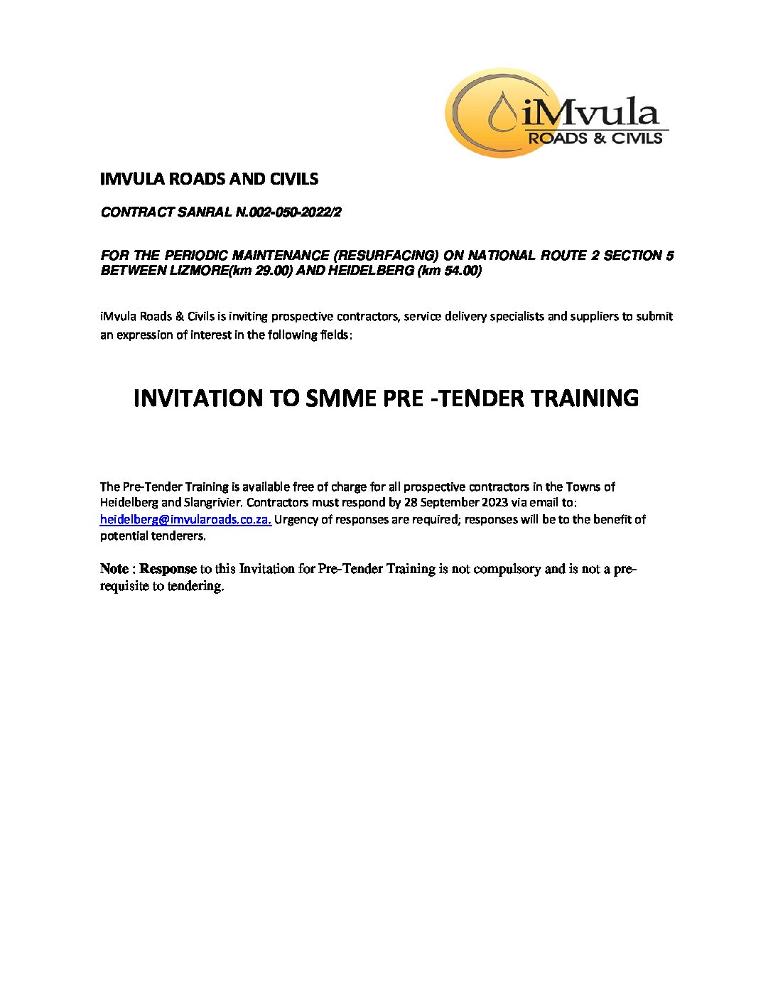 Invitation to Pre Tender Training_Expression of Interest Heidelberg